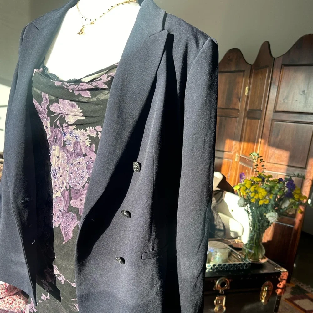 Ann Taylor Navy Double Breasted Blazer - Picture 4 of 5